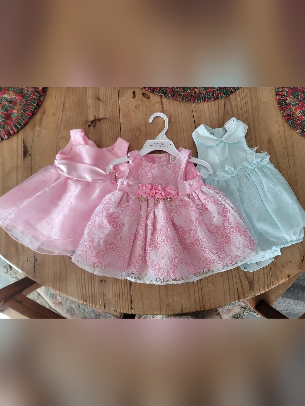 Pink and Light Blue Formal Baby Dresses Set